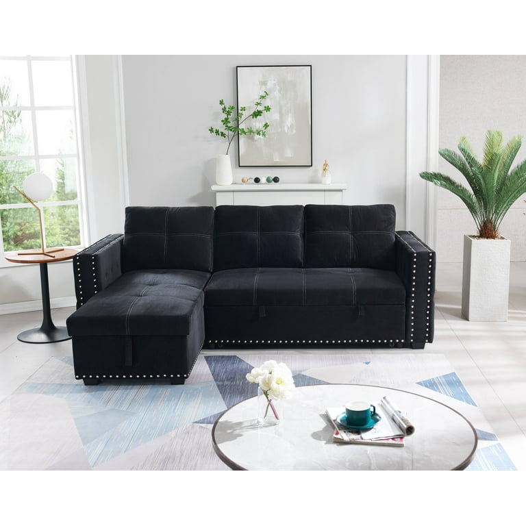 Black upholstered sectional deals