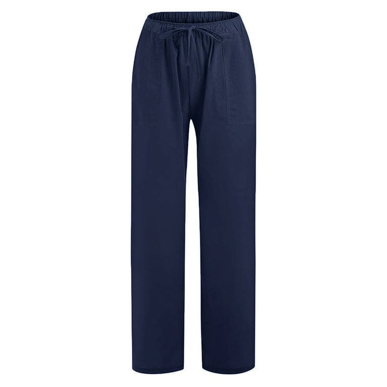 YWDJ Linen Pants for Women Plus Size Petite Drawstring Relaxed Fit