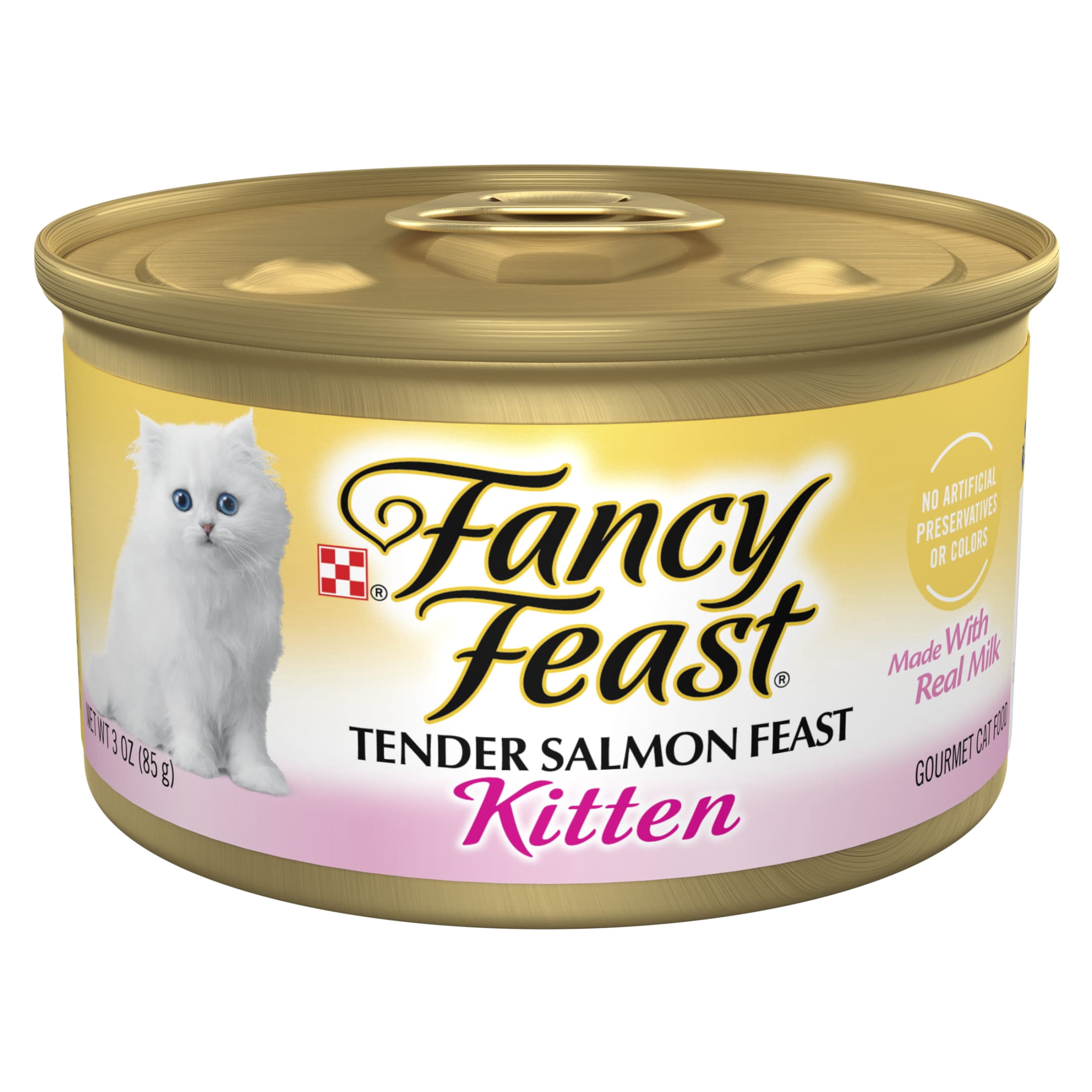 (24 pack) Purina Fancy Feast Kitten Food, Wet Cat Food, Salmon & Milk, 3 oz Can