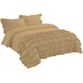 thumbnail image 4 of DNG Creations 3 Piece Vintage Ruffle Duvet Cover 100% Egyptian Cotton, 800 Threads Count - With Zipper & Corner Ties ( Oversized Queen - Solid Taupe ), 4 of 7