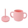 thumbnail image 3 of Vaso para bebés y niños pequeños de silicona rosa de 280 ml con tapa con pajita de entrenamiento incluida, 3 of 8