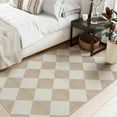 thumbnail image 5 of Lahome Decor 3'x5' Modern Washable Area Rugs for Living Room, 3x5ft Non-Slip Rugs for Bedroom, Farmhouse Checkered Rug, Moroccan Neutral Soft Low Pile Carpet for Office Dining Room Playroom,Beige, 5 of 9
