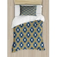 thumbnail image 1 of Ethnic Twin Size Duvet Cover Set, Asian Vintage Tile Ornament Diagonal Pattern with Arabesque Art Influences, Decorative 2 Piece Bedding Set with 1 Pillow Sham, Blue Orange Beige, by Ambesonne, 1 of 3