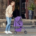 thumbnail image 2 of BestPet 3 Wheels Pet Stroller Dog Cat Stroller Folding Carrier Waterproof with Cup Holder (Purple), 2 of 7