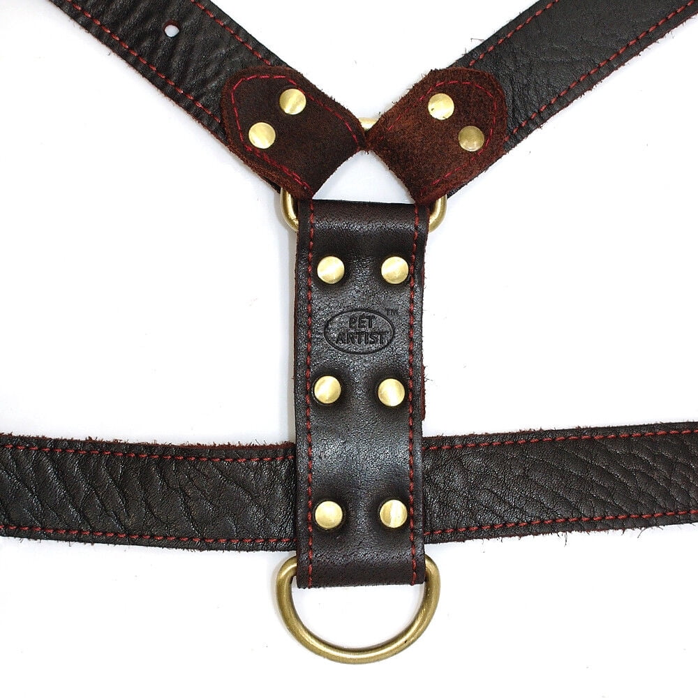 Didog Real Genuine Leather No Pull Pet Dog Harnesses Heavy Duty Adjustable for Large Breeds Pitbull Rottweiler Labrador