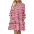 thumbnail image 6 of Floral Print Loose Long Sleeved Women V-neck Ruffle Tassel Mini Dress, 6 of 7
