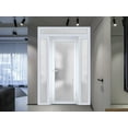 thumbnail image 4 of Front Exterior Prehung Metal-Plastic Door Frosted Glass / Manux 8102 White Silk / 2 Side and Top Window / Office Commercial and Residential Doors Entrance Patio Garage 64" x 94" Left-hand Inswing, 4 of 6