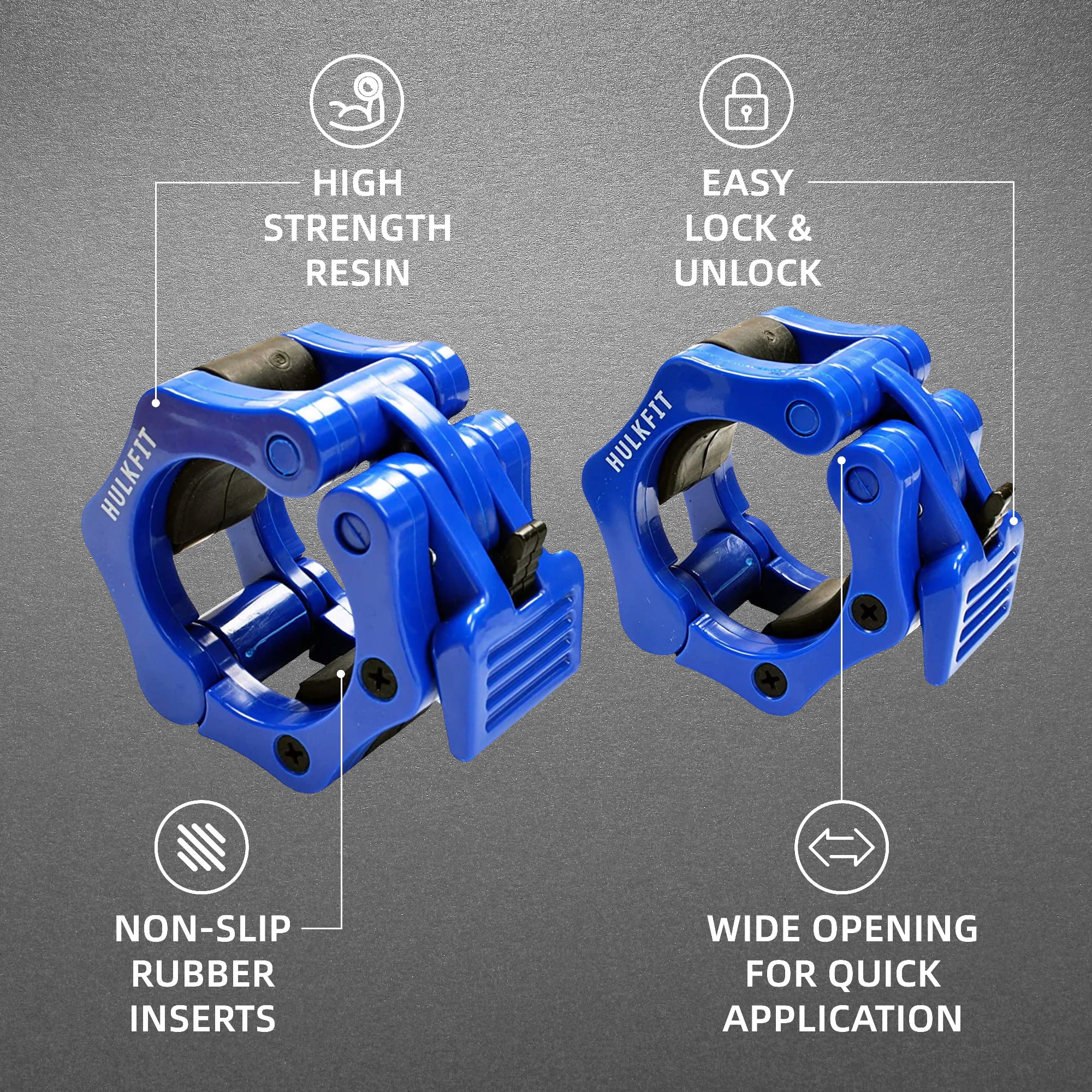 FlexWave Fitness Heavy-Duty Nylon Olympic Barbell Clamps – Quick Release Locking Collars for 2” Barbells, Set of 2