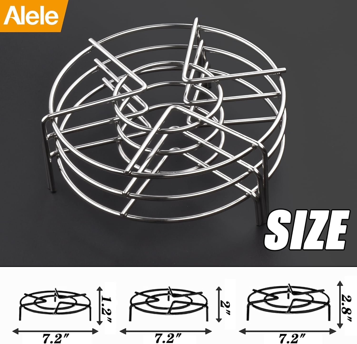 Alele Steam Rack 7Inch Trivet Stainless Steel Steaming Rack Electric Pressure Cooker steam rack Stand For Instant Pot Pressure Cooker Food Heating 3Pack