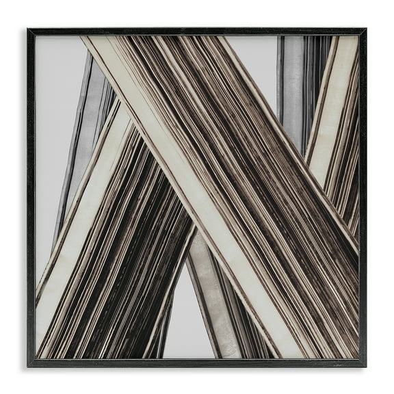 Stupell Industries Intersecting Lines Abstract Abstract Painting Black Framed Art Print Wall Art, 12 x 12