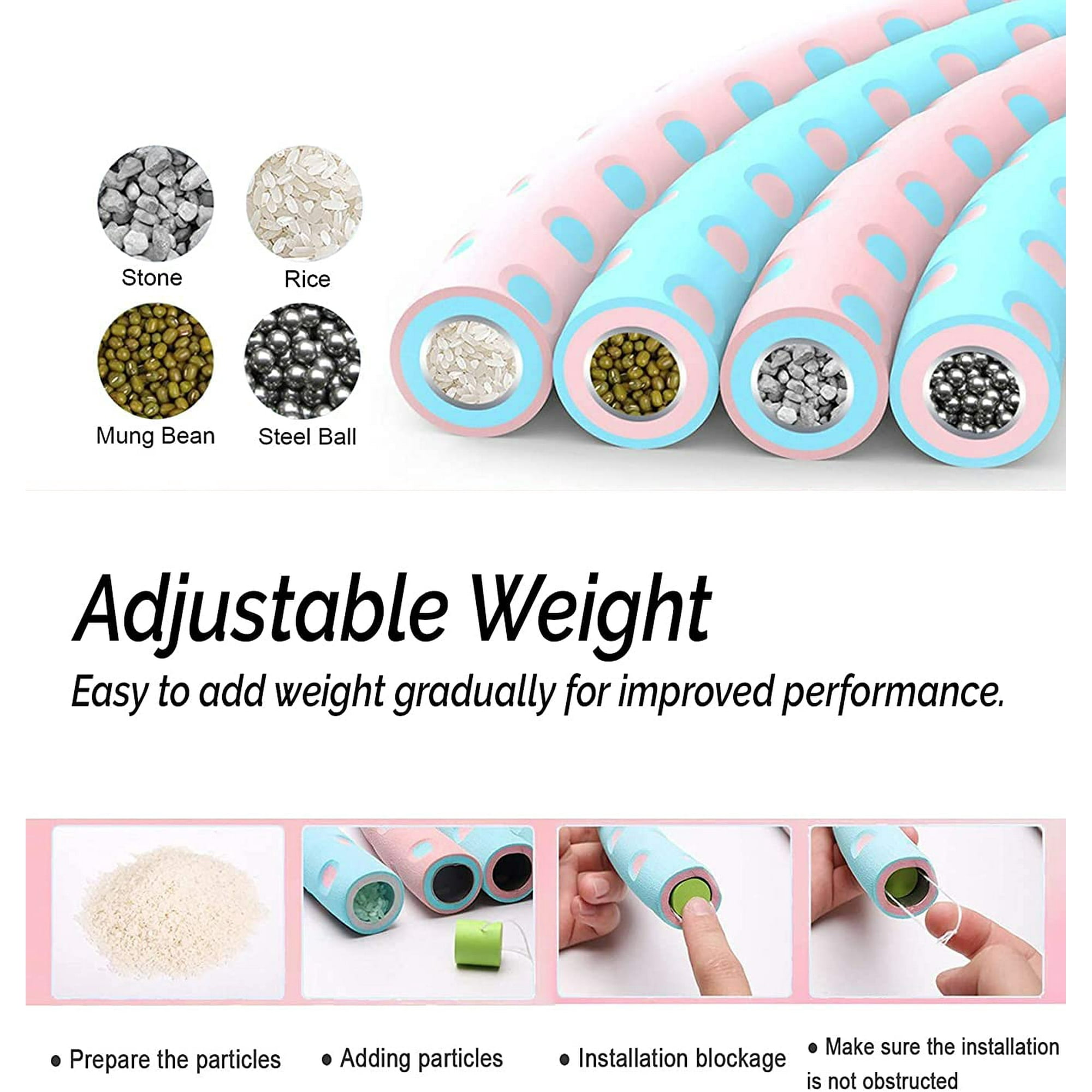 Weighted Hula Hoop for Adults Weight Loss 8 Section Detachable Exercise Hula Hoop for Women Soft Padded Exercise Hoop Portable and Adjustable Fitness Circle for Gym Home Workouts Walmart