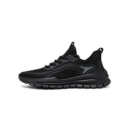 

Welliumy Men Work Shoe Breathable Sneakers Lace Up Athletic Shoes Workout Casual Sneaker Fitness Fashion Mesh Trainers Black 8.5