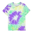 thumbnail image 5 of hengsof T-Shirt à Manches Courtes Col Rond Mode Teinture sur Nœuds Imprimé Doux Confortable Été Décontracté pour Enfants Tailles 3-14 Ans, 5 of 5