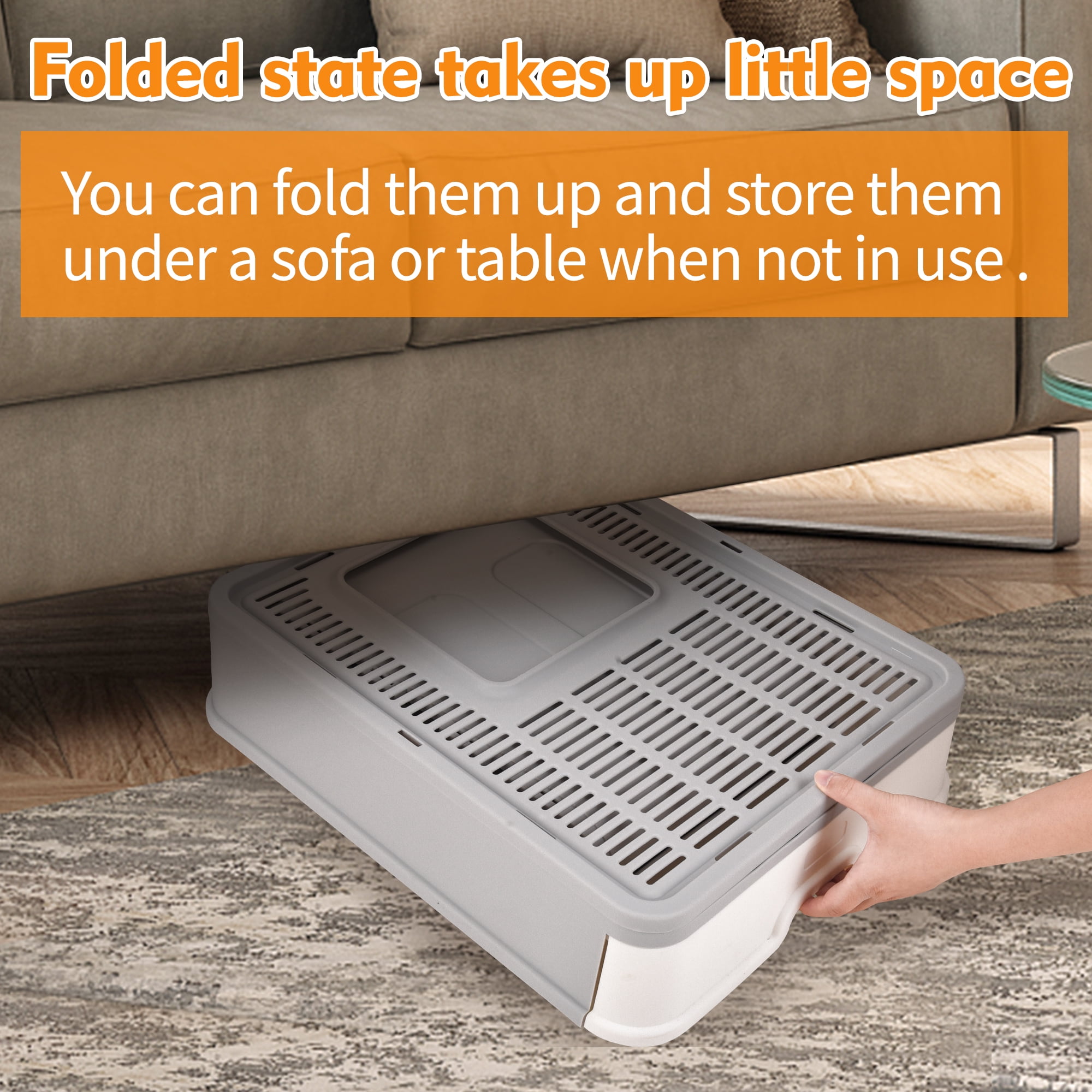 Foldable Cat Litter Box with Lid, Extra Large Covered Litter Box with Cat Litter Scoop, Drawer Type Enclosed Kitty Litter Box, Anti-Splashing Cat Litter Toilet Easy Cleaning and Scoop, Gray