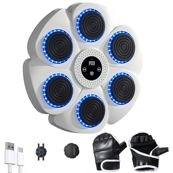 Music Boxing Machine for Kids and Adults,Bluetooth Wall Mounted Punching Pad with Gloves,Rhythm Lights&Two-Player Battle Home Gym Equipment,Sport Toys Gifts for Men Boy Girl Teen 6,7,8,9,10 Year Old