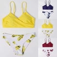 thumbnail image 5 of Guiexla 2 Pcs/Set Swimwear Set Solid Color Bra Leaf Print Quick Dry Soft Summer Bikini Set for Beach, 5 of 8