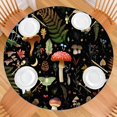 thumbnail image 2 of Colorful Mushroom Leaf Black Pattern Round Fitted Tablecloth with Elastic Edge,Dining Table Cover Waterproof,Outdoor Round Tablecloth for Camping,Dining,Indoor and Outdoor, 2 of 7