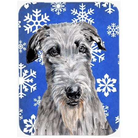

Scottish Deerhound Large Size Winter Snowflakes Glass Cutting Board