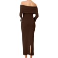 thumbnail image 6 of Stamzod Maternity Dress Womens One-Shoulder Long Sleeve Bodycon Wedding Guest Dress formal Long Pregnancy Dresses for Women Coffee L, 6 of 6