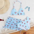 thumbnail image 2 of TOWED22 Girl's 3 Piece Swimsuit Sets Spaghetti Strap Bikini Swimsuit with Beach Skirt(Blue,7-8 Y), 2 of 8