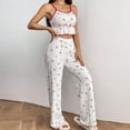 thumbnail image 2 of 2 Piece Pajamas Set for Women BWASD Ribbed Ruffled Camisole Top and Long Soft Loungewear Outfits Nightwear Comfy Sleepwear Sping Summer Home Suit 2026 S-XXXL Pink, 2 of 6