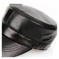 thumbnail image 6 of Army Hats Style Men Black Flat Caps Male Real Sheepskin Leather Sailor Hat Adjustable Winter Captain Caps ,Classic Vintage, 6 of 7