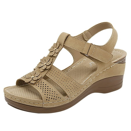 

PEASKJP Woman Sandals Women s Wide Width Flat Slides Sandals Strapy Flip Flop Thong Sandal Casual Comfortable Summer Shoes for Women (Beige 7.5)