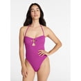 thumbnail image 2 of Time and Tru Women's and Women's Plus Cut Out Bandeau One Piece Swimsuit, Sizes XS-3X, 2 of 6