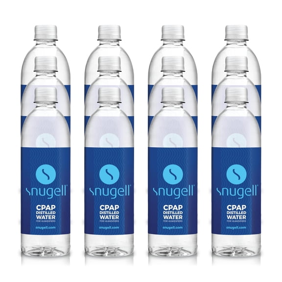 Snugell Bottled Distilled Water for CPAP Machines (12-Pack, 20 oz Each)