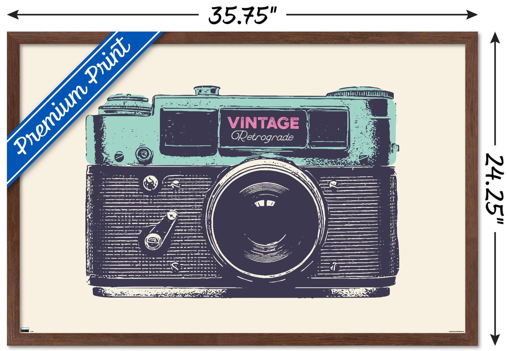 Vintage Camera Wall Poster, 22.375" x 34" Framed