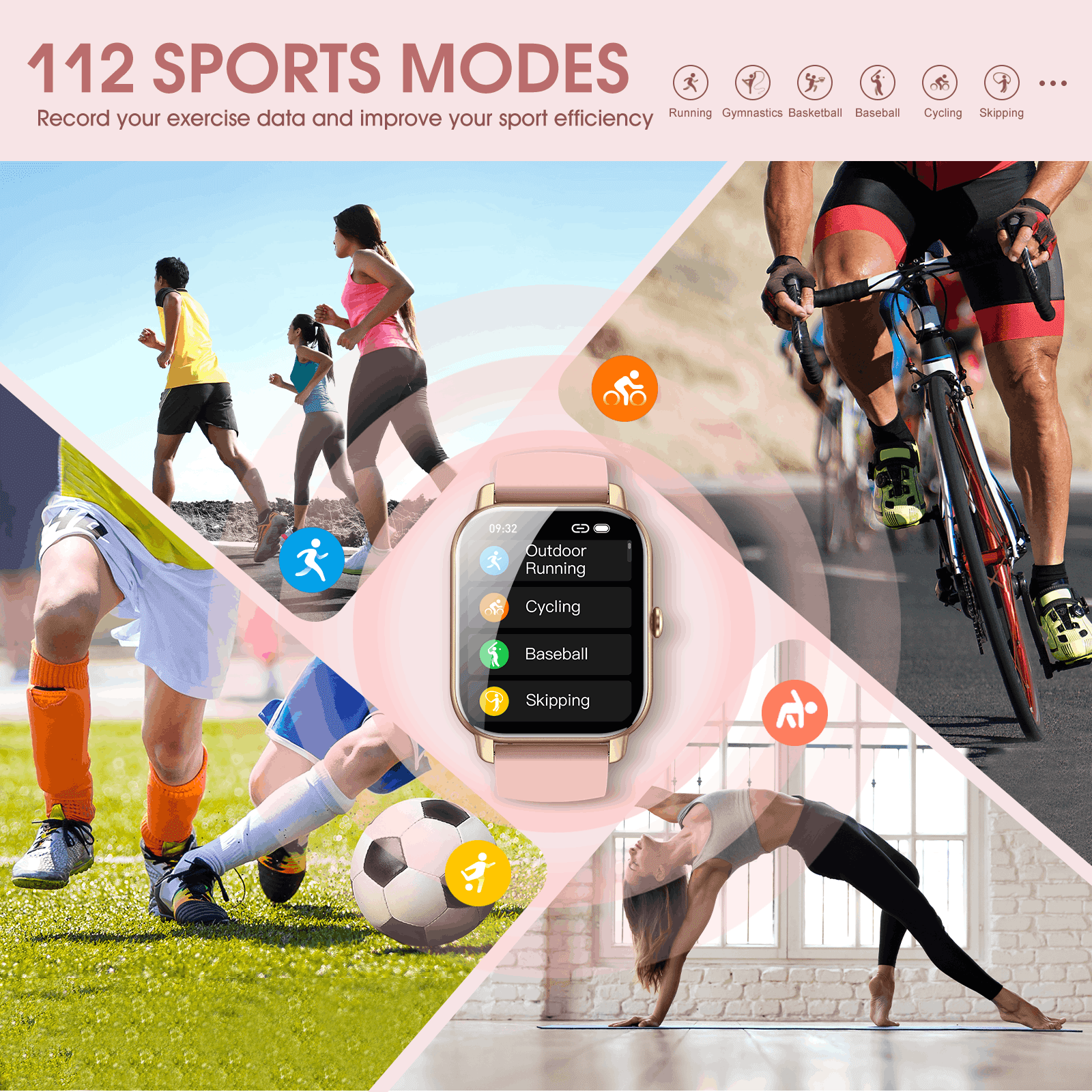 SupDevice Smart Watches for Women Men (Answer/Make Calls) Compatible with iPhone/Android Phones, 1.85" HD Screen Fitness Tracker Heart Rate Monitor 100+ Sports Tracker Watch Waterproof (Pink)