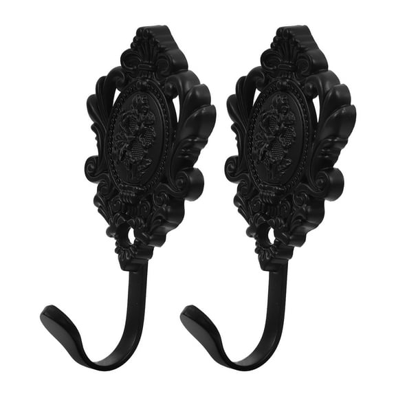 HONMEET 2Pcs Black Zinc Alloy Rose Flower Shape Curtain Holdbacks for Wall Decorative Drapery Rooms Bedrooms