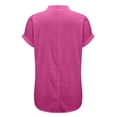 thumbnail image 4 of Aoiroe Women's Tops Dressy,V Neck Collared Button Down Shirt Top 2026 Spring Fashion Trendy Cute T-Shirts Comfy Casual Vacation Tees Lightweight Summer Tops Hot Pink 2XL, 4 of 8