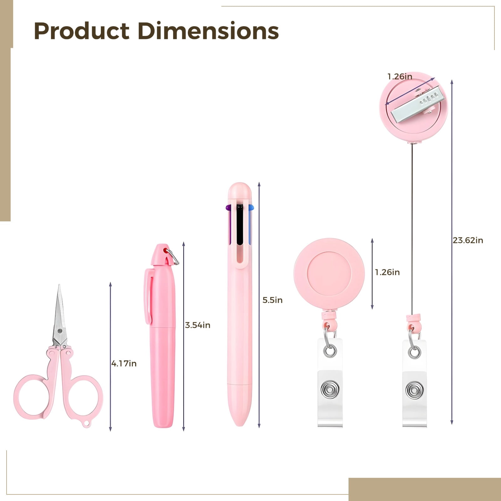 20 Pcs Mini Nurse Pen Set, Nurse Badge Reel Set with Pens & Scissors, Including 5 Retractable Badge Holders, 5 Highlighters, 5 Ballpoint Pens & 5 Foldable Scissors