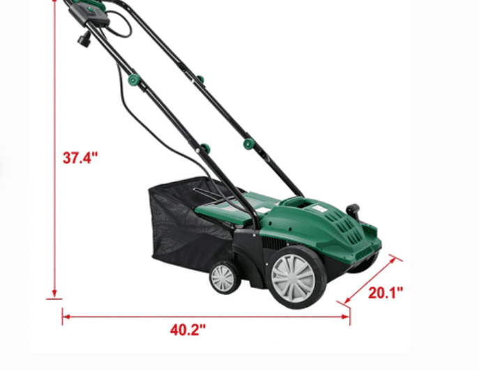 12 Amp 2-in-1 13 Inch Electric Garden Scarifier Dethatcher CUS Certificated with 31.7QT Extra Large Removable Collection Bag (Single Box Made in China)