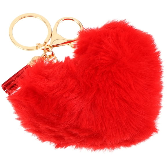Plush Love Pendant Key Ring Fob Kids Keychain Heart Keychains for Women Student Child