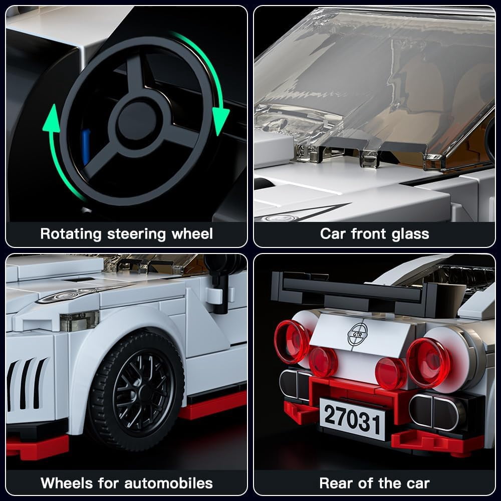 Speed Champion Car Models Building Toys with Display Case, 27031 Model Car Kits Building Blocks, Race Car Building Sets, JDM Kits for Adults (356PCS)