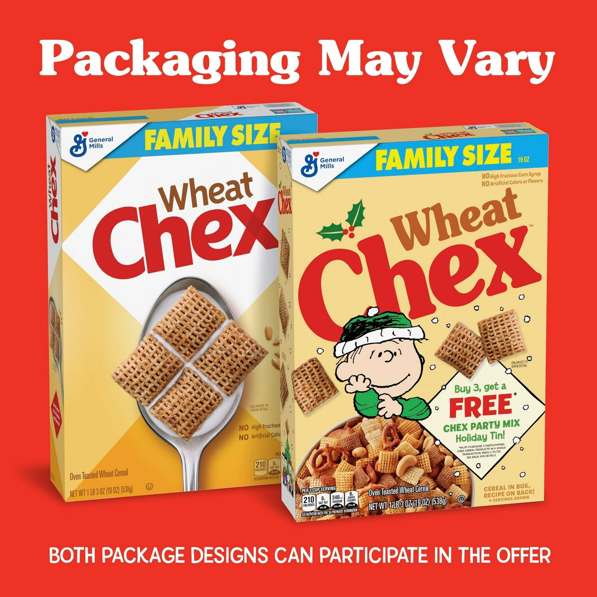 Wheat Chex Breakfast Cereal, Homemade Chex Mix Ingredient, Family Size, 19 oz (Pack 4)
