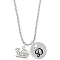 thumbnail image 1 of Delight Jewelry Silvertone All Star - Volleyball Silvertone Script Initial Disc - D - Charm Necklace, 20"+3", 1 of 4