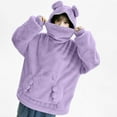 thumbnail image 5 of Miluxas Frog Hoodie Teen Girls Cute Oversized Hoodies Women Sweatshirt Solid Casual Pullover Tops with Pocket Purple L(L), 5 of 9