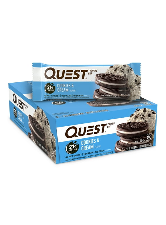 Quest Protein Bar, Cookies & Cream, 21g Protein, 12Ct