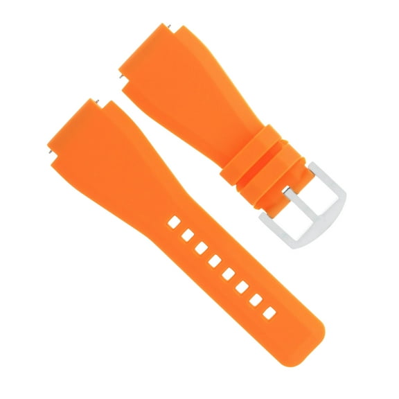 24MM FOR SUUNTO CORE WATCH SILCONE RUBBER WATCH BAND STRAP ORANGE BRUSH BUCKLE
