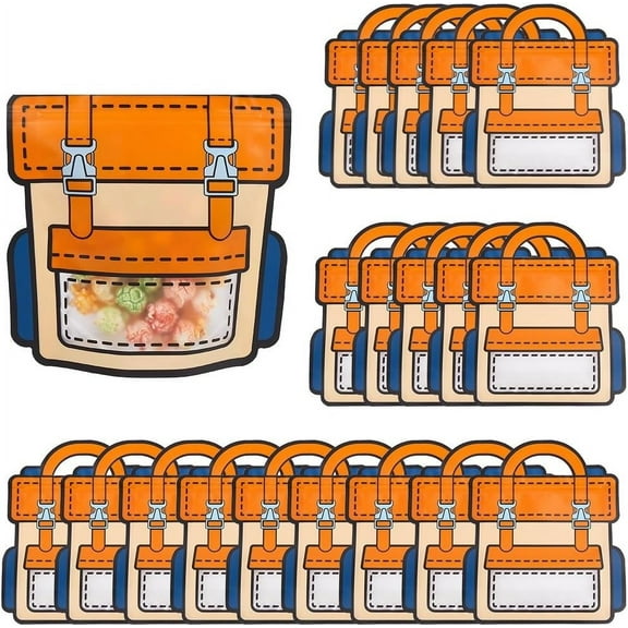 20Pcs 18x21cm Backpack Shaped Goodie Bags Bulk Cartoon Party Favor Bag Reusable Back to School Birthday Gift Bag with Handle Candy Bags for diy making