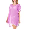 thumbnail image 3 of Women's Chiffon Swimsuit Cover Up Beachwear Pom Pom Kaftan, 3 of 5