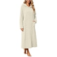thumbnail image 4 of LYEAA Fleece Robes for Women with Hood Pullover Bathrobes Pocketed Solid Soft Long Sleeves Hooded Warm Housecoat Beige S, 4 of 6