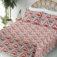 thumbnail image 3 of Ambesonne Ethnic Fitted & Flat Sheet with Shams 4 Pcs Set, Ikat Design Bohemian Print, Full, Vermilion Sea Blue and White, 3 of 5
