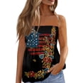 thumbnail image 2 of Flag and Floral Print Tube Tops Women 4th of July Strapless Bandeau Sleeveless Tank Tops American 250th Anniversary Pleated Flowy Off the Shoulder Tube Tops, 2 of 5