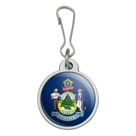 Maine State Flag Jacket Handbag Purse Luggage Backpack Zipper Pull Charm