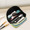 thumbnail image 3 of Iauyy Rhombus Cosmetic Bag with Handle Large Capacity Luxury Twill Travel Makeup Bag ,The Beach Is Green, 3 of 8