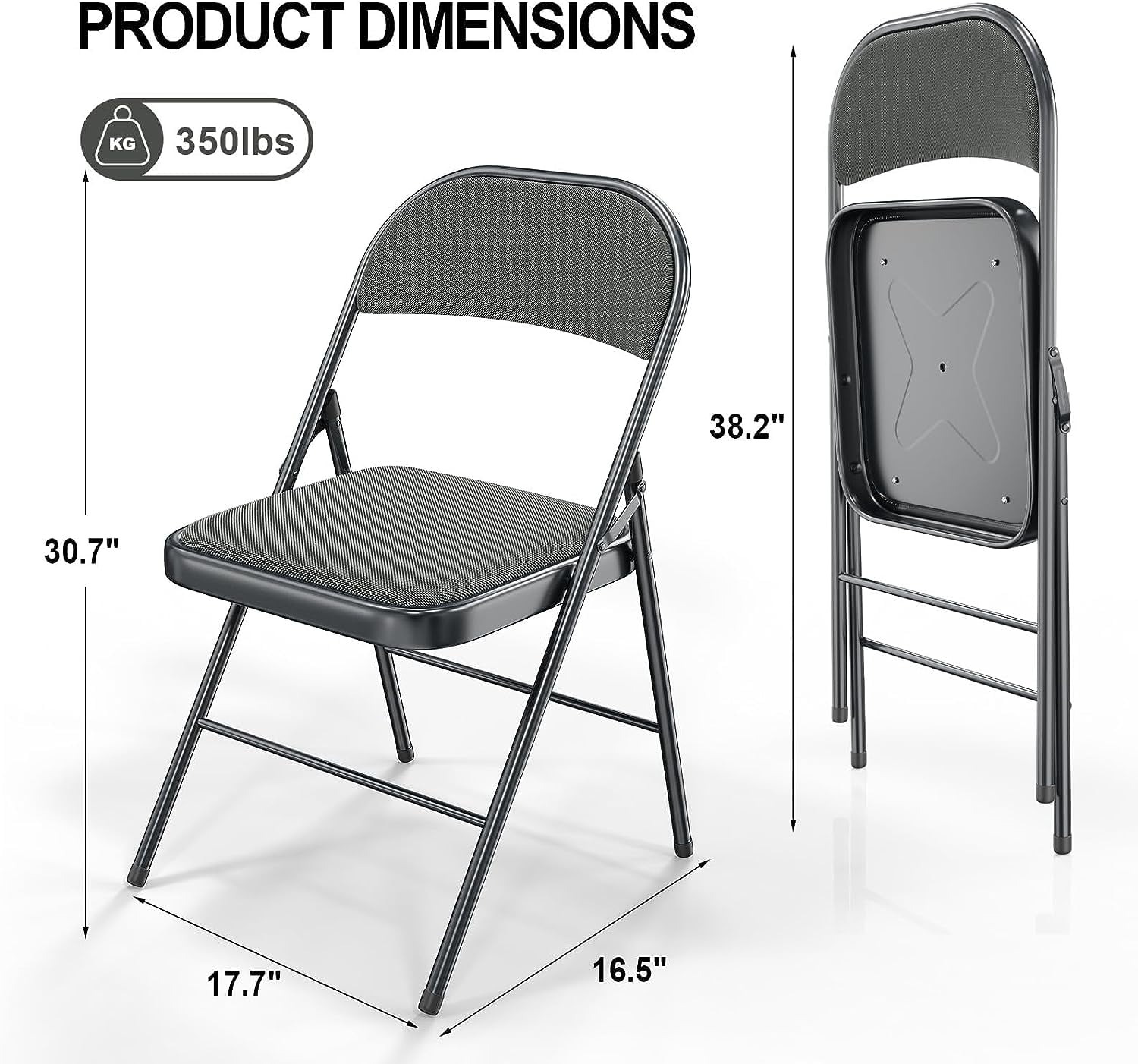 Vingli Metal Indoor and Outdoor Conferences Padded Folding Chairs, Gray "1 Set of 6"